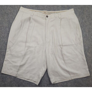 Tommy Bahama Shorts Mens 34 Almond Bermuda Pleated 100% Silk Casual